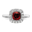 14k White Gold 1/4 carat Lab Grown Diamond VS/SI+ G+ January Birthstone Garnet Halo Ring, Size 7 - Birthstone Company