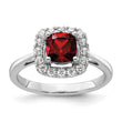 14k White Gold 1/4 carat Lab Grown Diamond VS/SI+ G+ January Birthstone Garnet Halo Ring, Size 7 - Birthstone Company