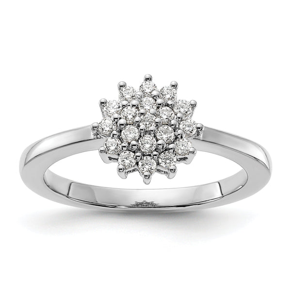 14k White Gold 1/4 carat Lab Grown Diamond VS/SI+ G+ Complete Cluster Ring