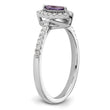 14k White Gold 1/5 carat Lab Grown Diamond VS/SI+ G+ and Amethyst February Birthstone Ring, Size 7 - Birthstone Company
