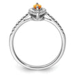 14k White Gold 1/5 carat Lab Grown Diamond VS/SI+ G+ and Citrine November Birthstone Ring, Size 7 - Birthstone Company