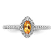 14k White Gold 1/5 carat Lab Grown Diamond VS/SI+ G+ and Citrine November Birthstone Ring, Size 7 - Birthstone Company