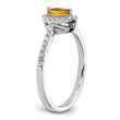 14k White Gold 1/5 carat Lab Grown Diamond VS/SI+ G+ and Citrine November Birthstone Ring, Size 7 - Birthstone Company