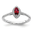 14k White Gold 1/5 carat Lab Grown Diamond VS/SI+ G+ and Lab Created Ruby July Birthstone Ring