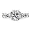 14k White Gold 7/8 carat Lab Grown Diamond VS/SI+ G+ Round Complete Halo Engagement Ring, Size 7 - Birthstone Company
