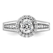 14k White Gold 1 carat Lab Grown Diamond VS/SI+ G+ Round Complete Halo Engagement Ring, Size 7 - Birthstone Company