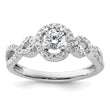 14k White Gold 5/8 carat Lab Grown Diamond VS/SI+ G+ Round Complete Fancy Halo Engagement Ring, Size 7 - Birthstone Company