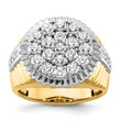 10k Two-Tone 2 carat Lab Grown Diamond VS/SI+ G+ Complete Men's Cluster Ring, Size 10 - Birthstone Company