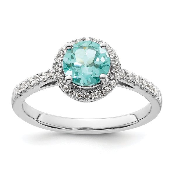 Pure Serenity 14k White Gold 1/5 carat Lab Grown Diamond VS/SI+ G+ and Lab Created Paraiba Ring