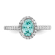 Pure Serenity 14k White Gold 1/5 carat Lab Grown Diamond VS/SI+ G+ and Lab Created Paraiba Ring, Size 7 - Birthstone Company