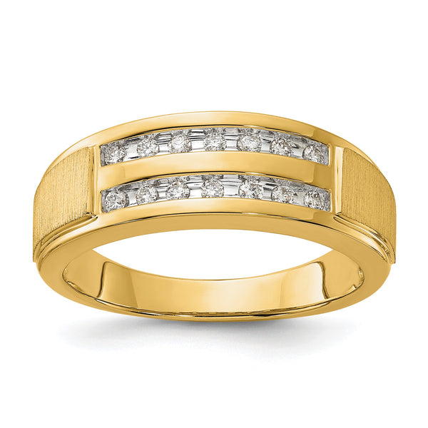 10k 1/5 carat Lab Grown Diamond VS/SI+ G+ Complete Double Row Men's Ring, Size 10 - Birthstone Company