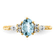 14K Polished Diamond and Aquamarine Twisted Ring, Size 7 - Birthstone Company