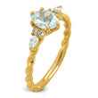 14K Polished Diamond and Aquamarine Twisted Ring, Size 7 - Birthstone Company