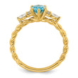 14K Polished Diamond and Blue Topaz Twisted Ring, Size 7 - Birthstone Company