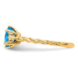 14K Polished Diamond and Blue Topaz Twisted Ring, Size 7 - Birthstone Company