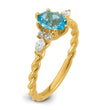 14K Polished Diamond and Blue Topaz Twisted Ring, Size 7 - Birthstone Company