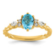 14K Polished Diamond and Blue Topaz Twisted Ring, Size 7 - Birthstone Company