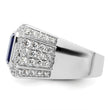 10k White Gold 1 7/8 carat Lab Grown Diamond VS/SI+ G+ and Lab Created Blue Sapphire Men's Ring, Size 10 - Birthstone Company