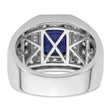 10k White Gold 1 7/8 carat Lab Grown Diamond VS/SI+ G+ and Lab Created Blue Sapphire Men's Ring, Size 10 - Birthstone Company