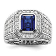10k White Gold 1 7/8 carat Lab Grown Diamond VS/SI+ G+ and Lab Created Blue Sapphire Men's Ring, Size 10 - Birthstone Company