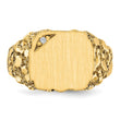 14k 11.5x10.0mm AA Diamond Closed Back Signet Ring, Size 6 - Birthstone Company