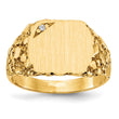14k 11.5x10.0mm AA Diamond Closed Back Signet Ring, Size 6 - Birthstone Company