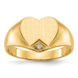 14k .005ct. Diamond Closed Back 9.0x9.0mm Heart Signet Ring