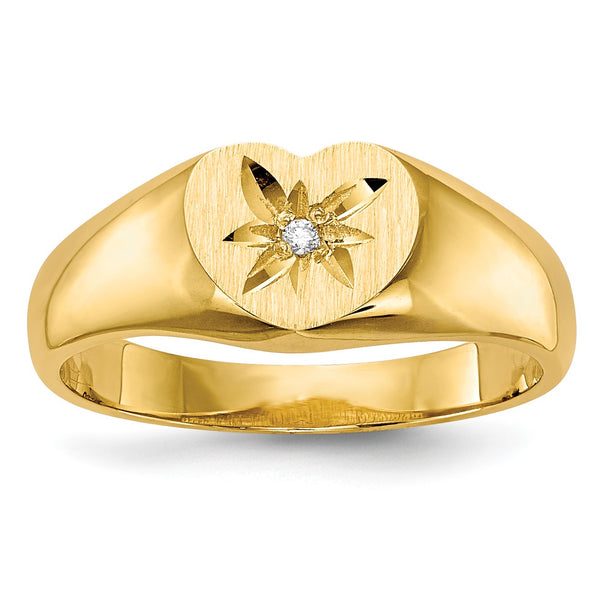 14k Child's AA Diamond Signet Ring - Birthstone Company