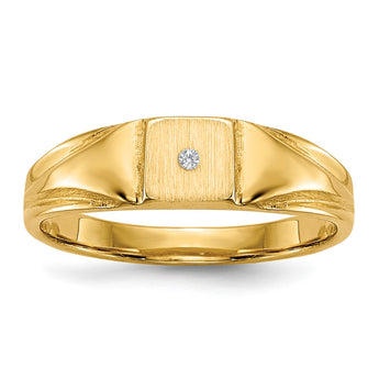 14k Child's AA Diamond Closed Back Signet Ring - Birthstone Company