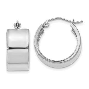 14K White Gold 8.25mm Polished Hoop Earrings