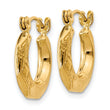 14k Polished Patterned Hollow Hoop Earrings