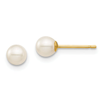14K Gold Freshwater Pearl Stud Earrings with Polished Finish for Women