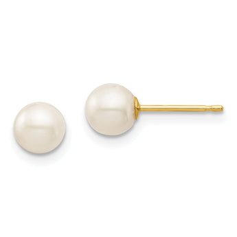 14K Gold Freshwater Pearl Stud Earrings with Polished Finish