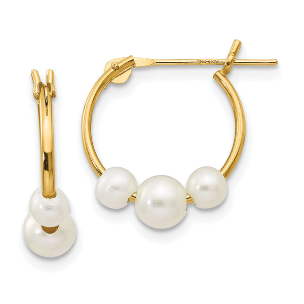 Freshwater Pearl Hoop Earrings in 14K Yellow Gold