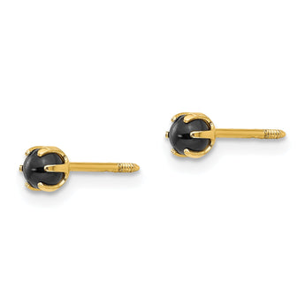 Onyx Stud Earrings in 14K Yellow Gold, 4mm