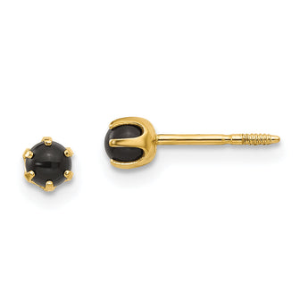 Onyx Stud Earrings in 14K Yellow Gold, 4mm