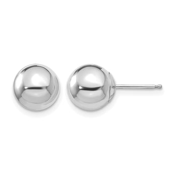 14k White Gold Madi K Polished 8mm Ball Post Earrings - Birthstone Company