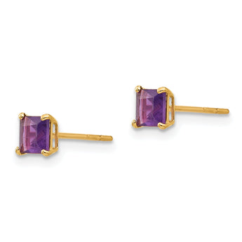 14K Gold Amethyst Birthstone Stud Earrings