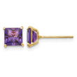14K Gold Amethyst Stud Earrings with Polished Square Design - Birthstone Company