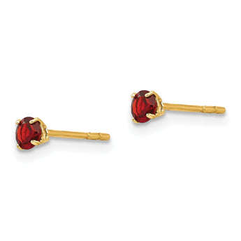 14K Gold Garnet Stud Earrings with Polished Finish - Birthstone Company
