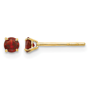 14K Gold Garnet Stud Earrings with Polished Finish - Birthstone Company