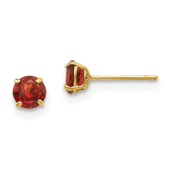 14K Gold Garnet Birthstone Stud Earrings for Women by