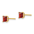 14K Gold Garnet Square Stud Earrings with Polished Finish