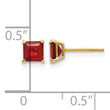 14K Gold Garnet Square Stud Earrings with Polished Finish - Birthstone Company