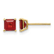 14K Gold Garnet Square Stud Earrings with Polished Finish - Birthstone Company