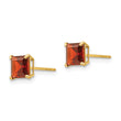 14K Gold Garnet Square Stud Earrings Polished Nickel-Free