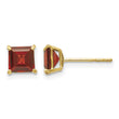 14K Gold Garnet Square Stud Earrings Polished Nickel-Free - Birthstone Company