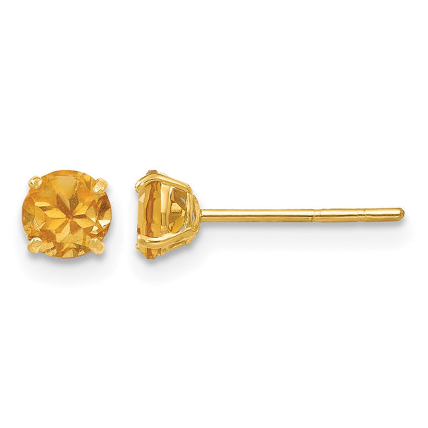 14K Gold Citrine Stud Earrings with Polished Finish for Women - Birthstone Company