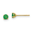 14K Gold Emerald Stud Earrings with Polished Finish