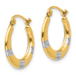 14K Madi K w/Rhodium Flowers Hollow Hoop Earrings
